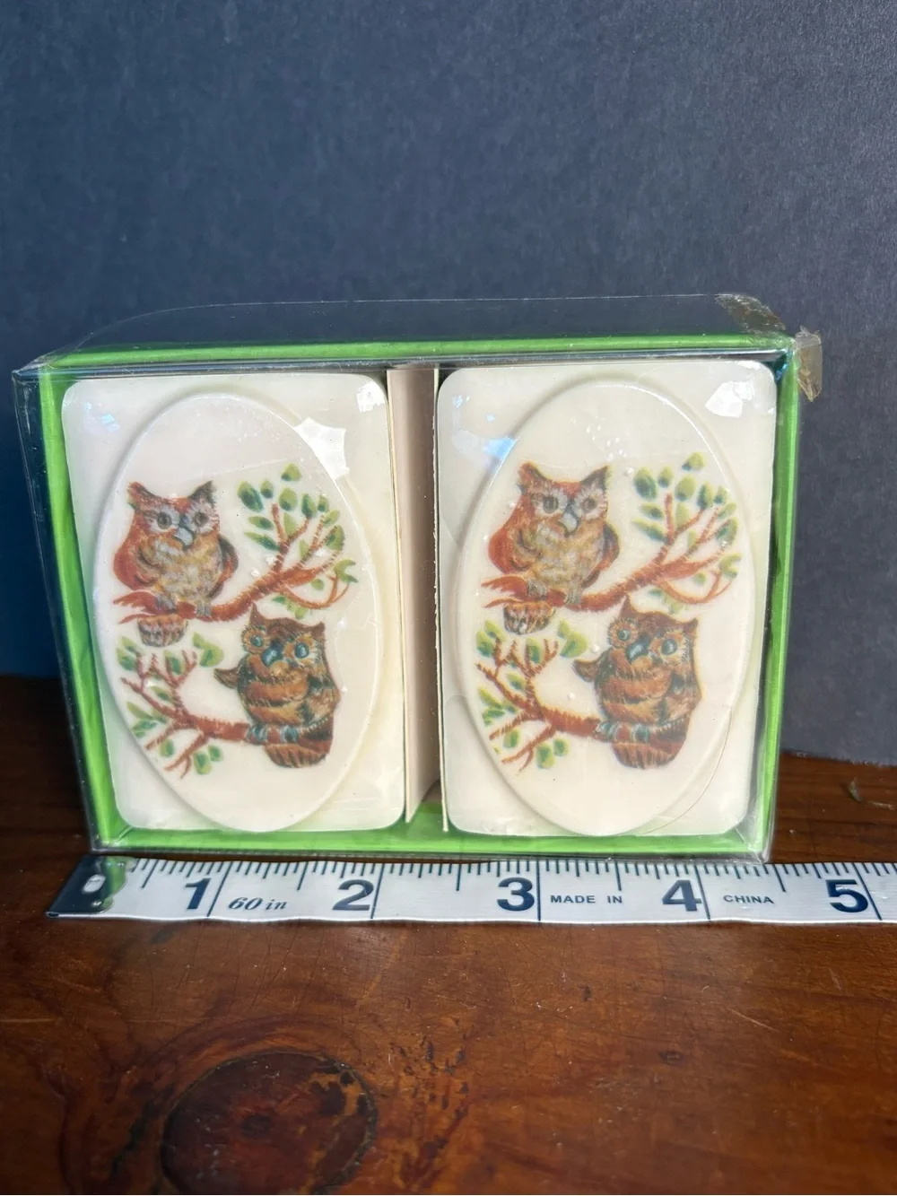 Owl Tree Soap Gems Brand New Old Stock Set - Cream with Brown and Green Accents